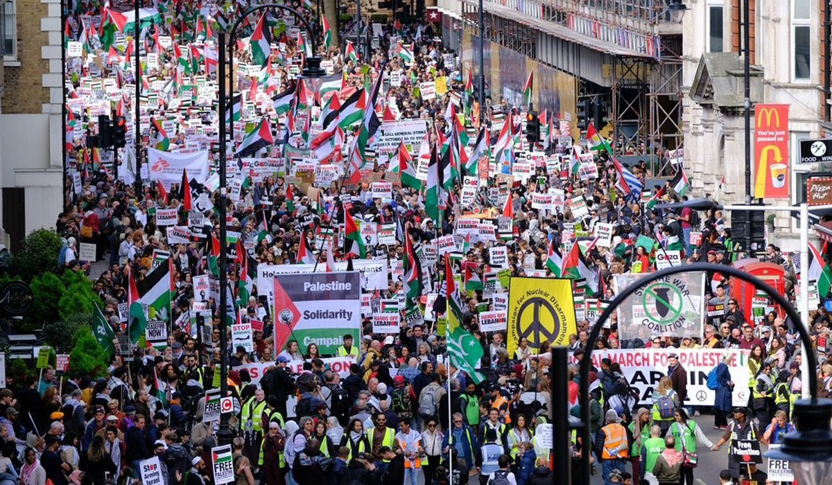 Thousands march in London in support of Palestinians, 1 year after Oct 7